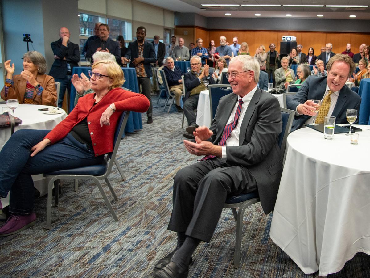 Bill Eastlerling enjoying the presentation while Lorraine Dowler looks on